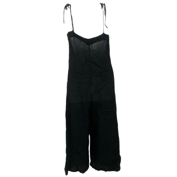 Bec & Bridge Emilie Jumpsuit Tie Strap Crinkle Textured Crepe Cropped Wide Leg 2 - Picture 6 of 6